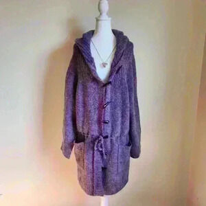 NWT Loulou de la Falaise RARE Heavyweight Knit Purple Blue Knit Hooded Cardigan